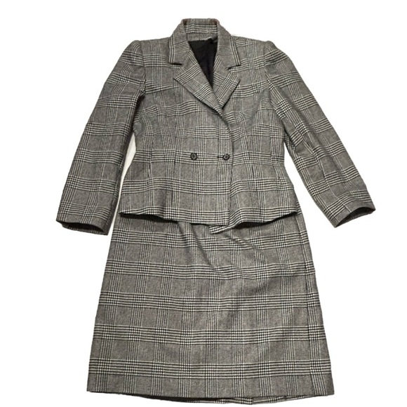Vintage Peabody House 2 Piece Black and White Tweed Skirt‎ Suit, Size 13/14. - Picture 1 of 11